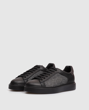 Doucal's Black combination sneakers with logo patch DU3322ALEXPJ795