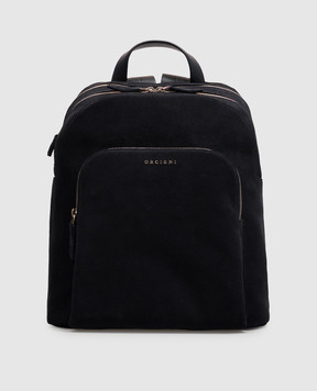 Orciani Blue suede backpack with textured logo P00756PEA