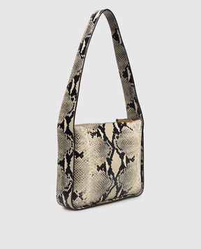 Khaite Beige leather bag Lori with reptile leather embossing H1043803