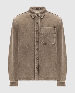 Trussardi Khaki denim shirt with logo embroidery 54038200031NMS190D80