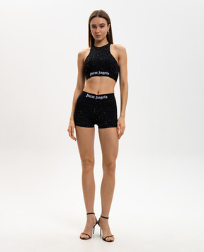 Palm Angels Black flared shorts Soiree in sequins PWHM005E23KNI001