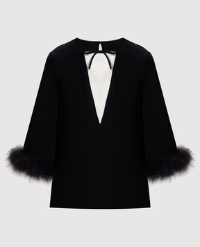 Valentino Black silk blouse with feathers 8B3AEBJ51MM