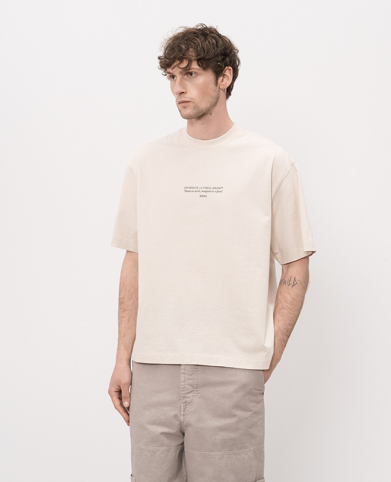 

Beige T-shirt with logo print Off-White