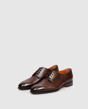 Santoni Brown leather derby shoes with a degraded effect MCAG19026JJ6BNTG