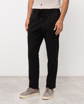 Peserico Dark brown pants with logo patch R54774T23D00800