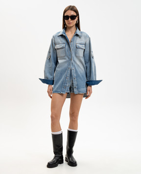 Off-White Blue denim shirt with a worn effect 2YQ006S26DEN002