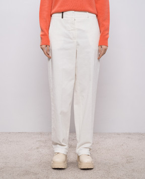 Peserico White corduroy pants P04550T303277