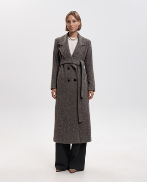 Momoni Elin brown double-breasted coat with wool and silk MOCO00950MO9136