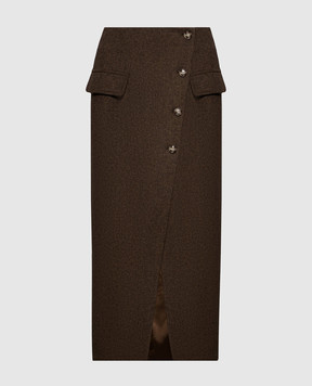 Twinset Brown midi skirt with wool 262LI2CBB