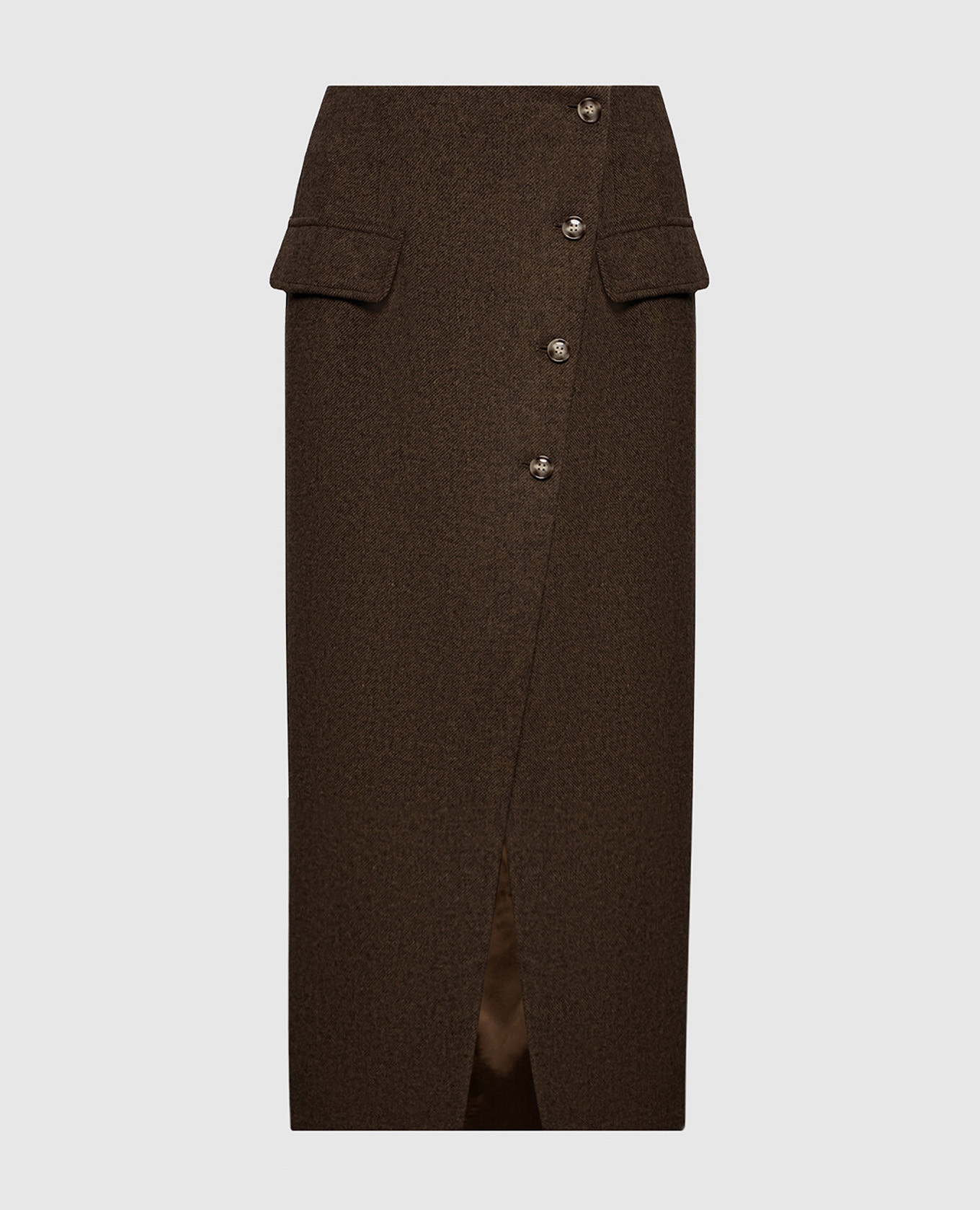 Brown midi skirt with wool
