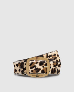 Dolce&Gabbana Beige leopard print napped leather belt BE4609AV769