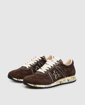 Premiata Brown suede sneakers Lucyd 0.1 with crocodile embossed pattern LUCYD018413