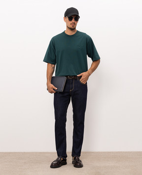Dolce&Gabbana Green T-shirt with textured DG logo monogram G8PN9ZG7P7V
