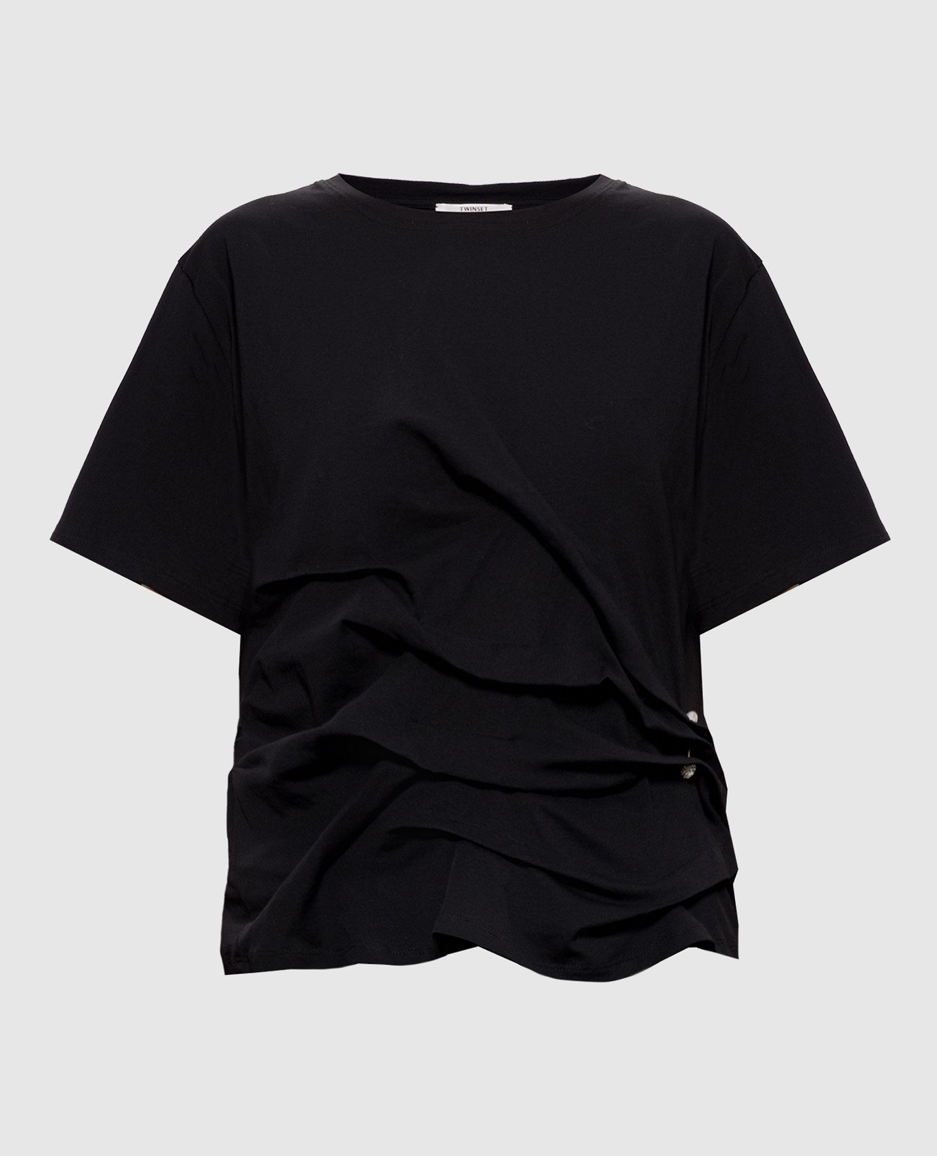 Black t-shirt with drape Twinset