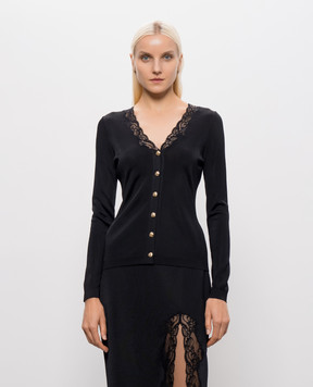Balmain Black cardigan with lace CA0000000011