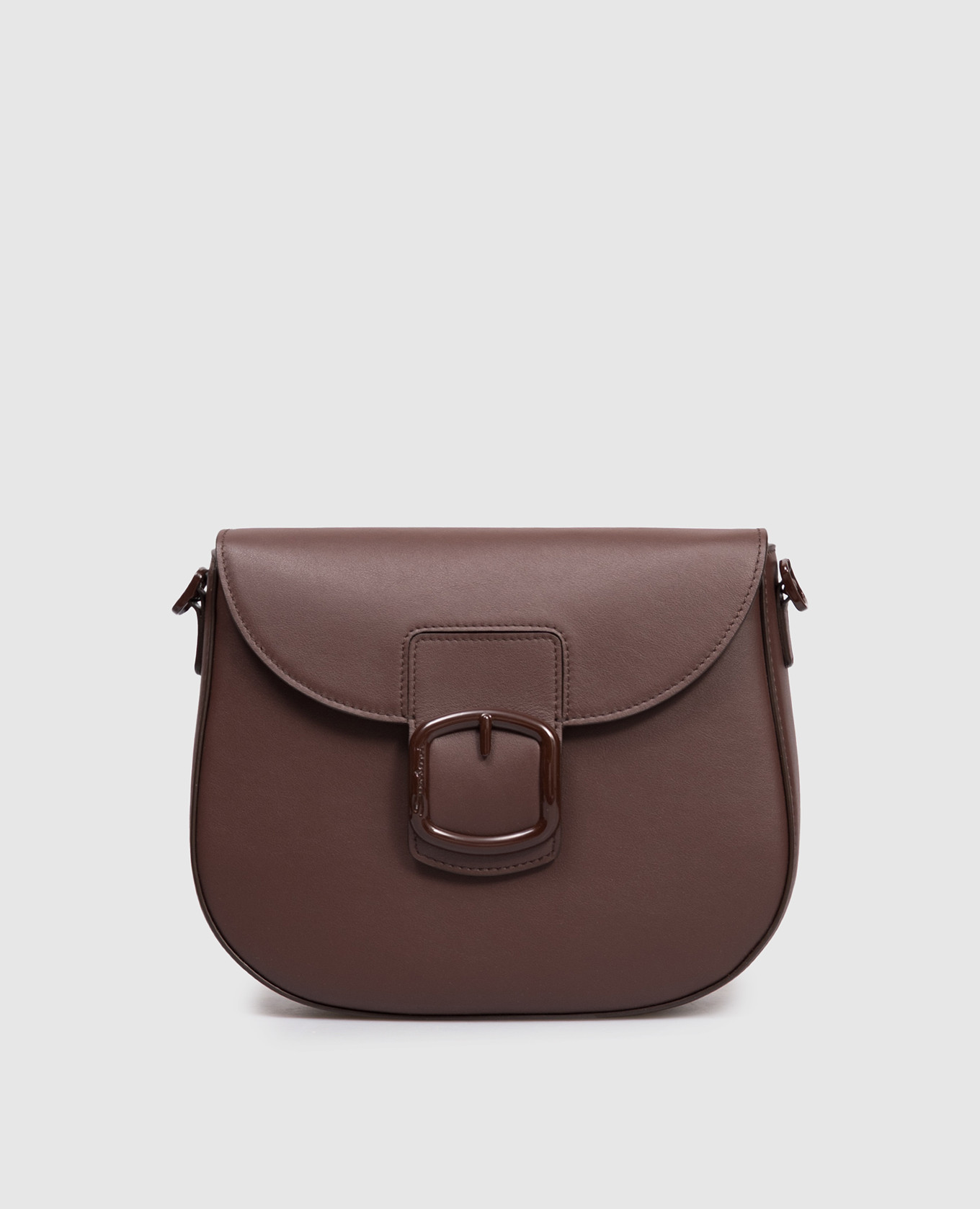 

Brown leather messenger bag with logo Santoni