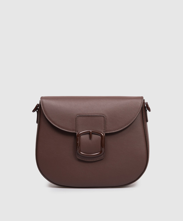 Santoni Borsa a tracolla in pelle marrone con logo