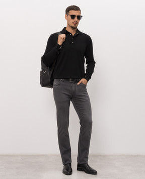 Stefano Ricci Black cashmere polo shirt W505003P04W26303