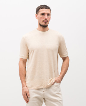Brett Johnson Beige linen and silk T-shirt SS26J8JD609SAN