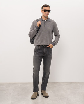 Peserico Gray wool and cashmere polo shirt R59553F12947G0