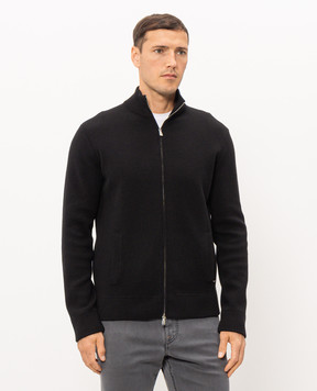 Enrico Mandelli Black wool and cashmere cardigan 4K002A6209