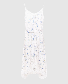 Juun.j White floral print dress with lace JW6271W050