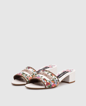 Dolce&Gabbana White mules with floral embroidery CR1748A6483