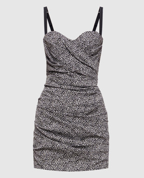 Dolce&Gabbana Black printed silk dress F630ATFSAG0