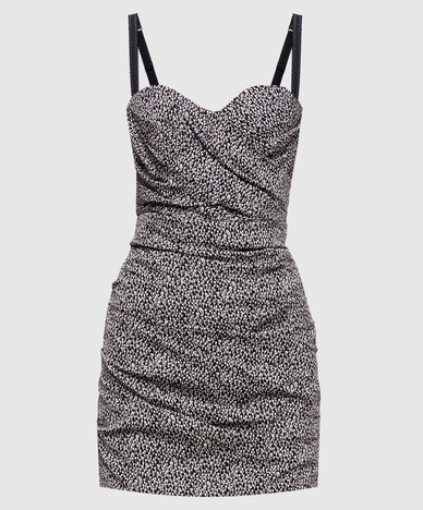 Black printed silk dress