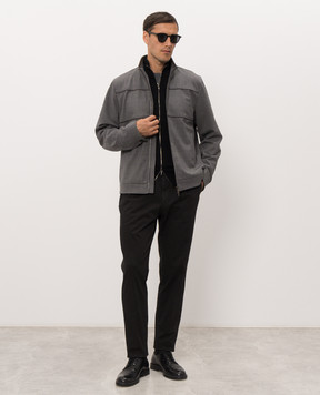 Peserico Grey wool jacket with logo patch R5701200588