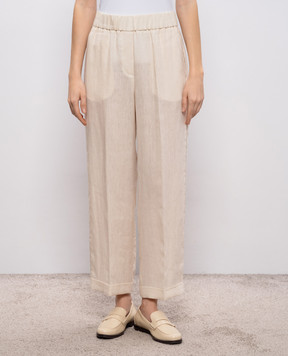 Peserico Beige linen trousers with lapels P0444502600