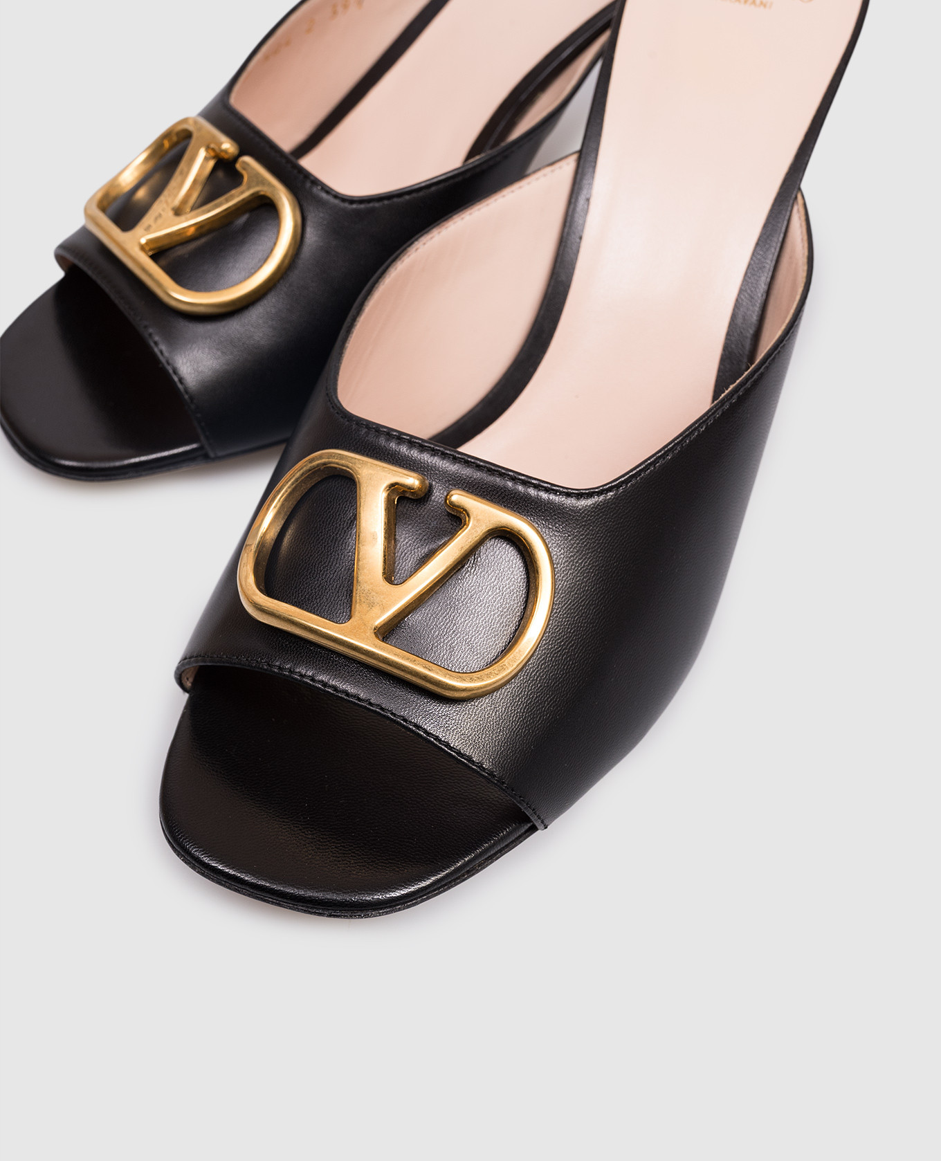 

VLogo Signature Black Leather Mules Valentino