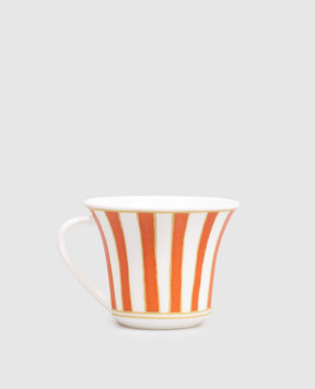 Geminiano Cozzi 1765 White porcelain coffee cup Striche Arancio e Oro TTCMI059053