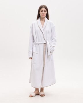Brunello Cucinelli White terry robe with embroidered emblem MLB925152