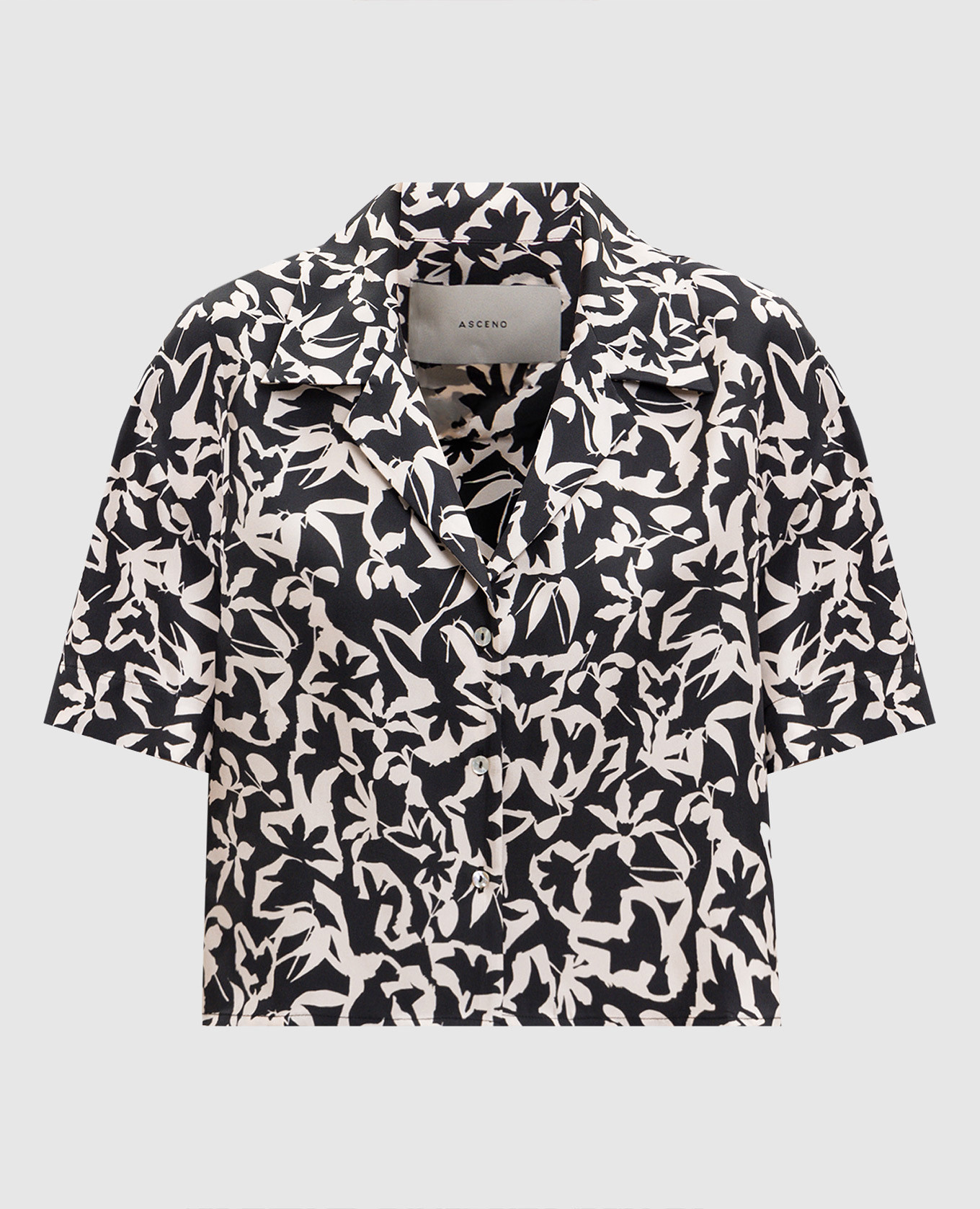 Lincoln zwarte cropped zijden blouse met print