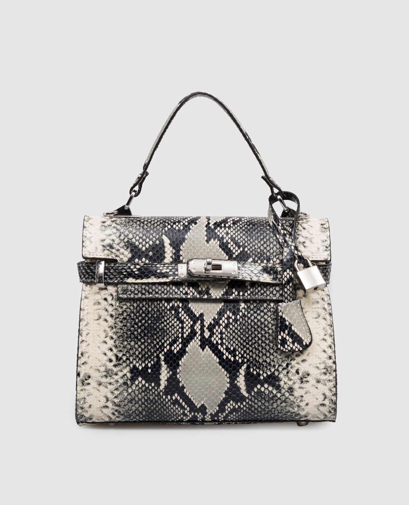 

Beige leather satchel bag with reptile leather embossing Gianni Notaro