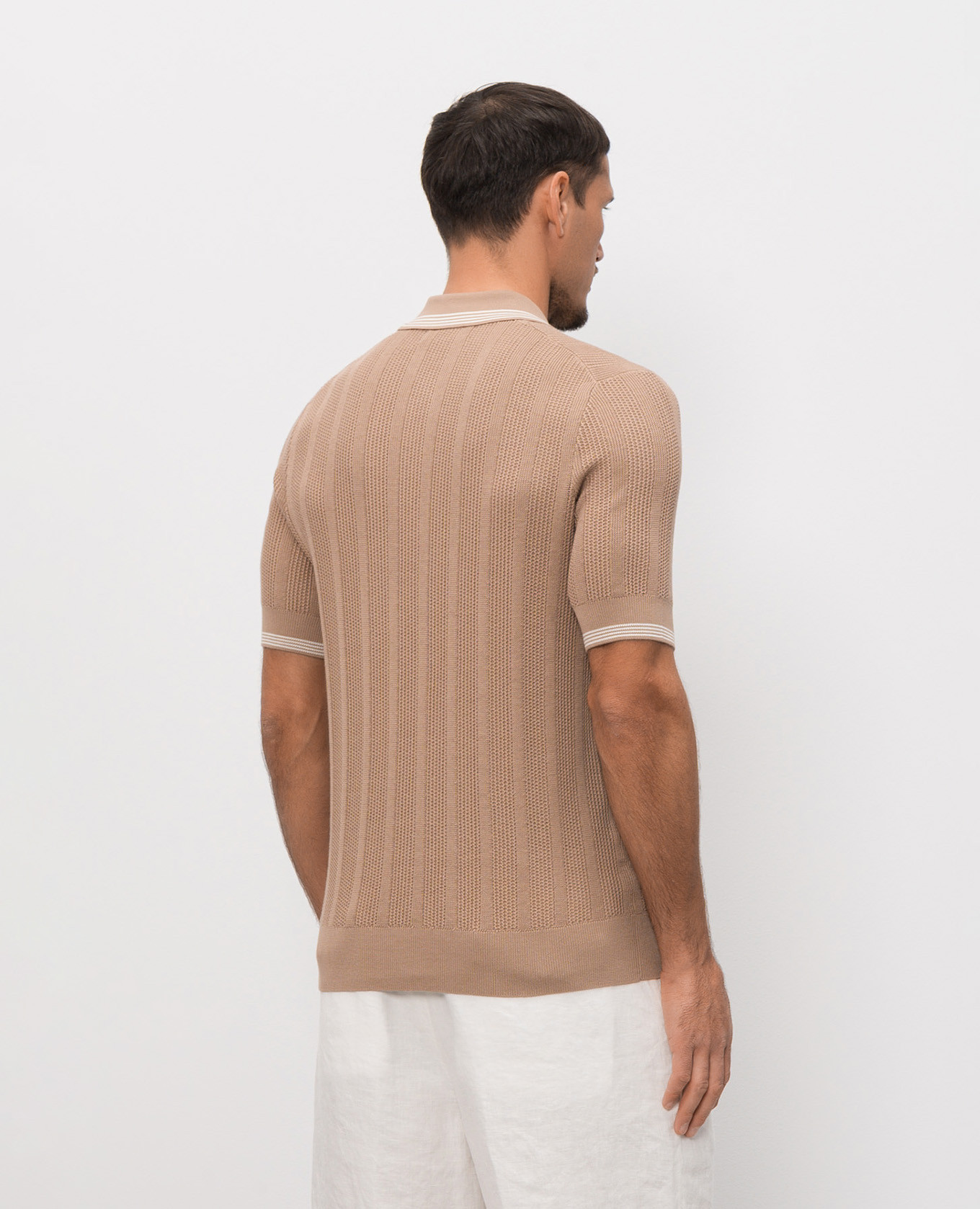 Brown polo with contrasting stripes Brunello Cucinelli 4