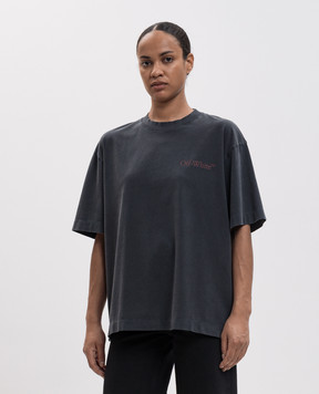Off-White Grey T-shirt with Cut Here print 2FA00439T