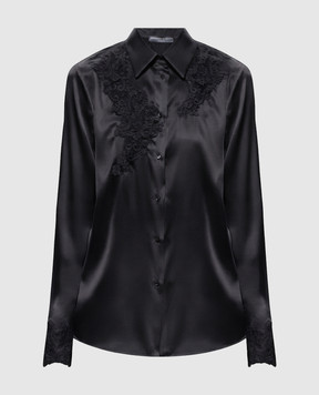Ermanno Scervino Life Black silk blouse with lace D494K606TBW