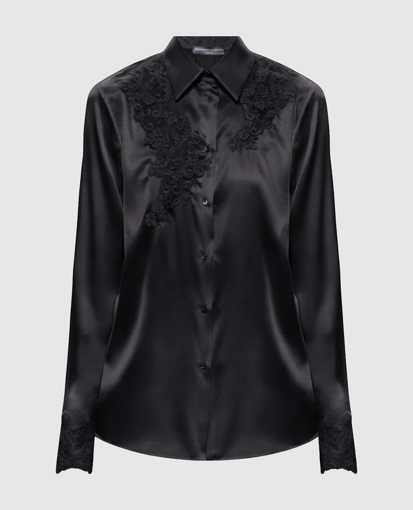 Black silk blouse with lace