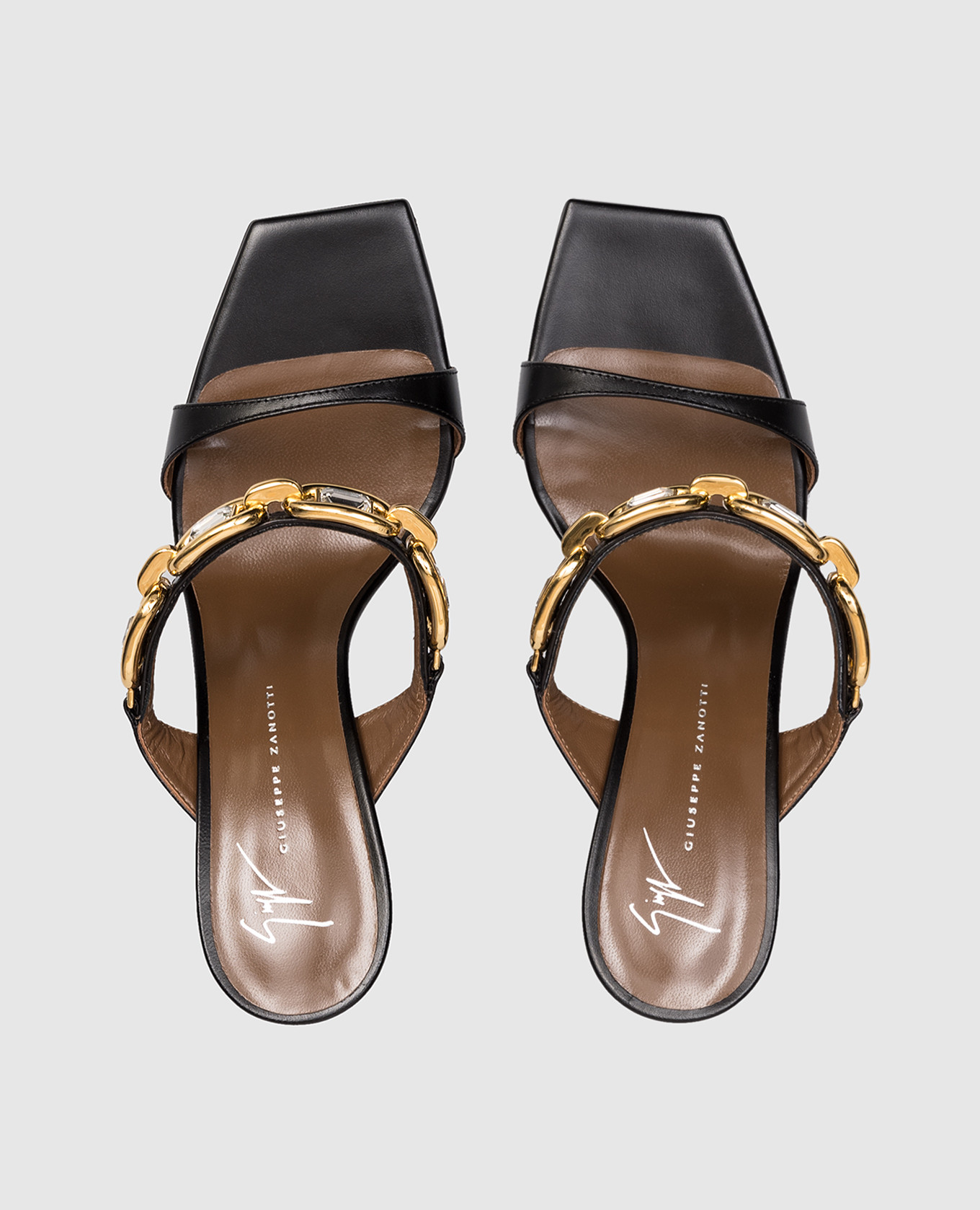 

Mya black leather mules with crystals Giuseppe Zanotti