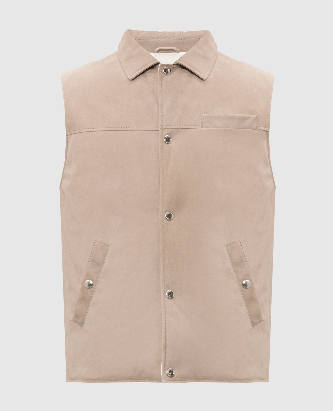 Beige nubuck down vest Brunello Cucinelli