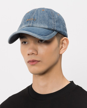 Juun.j Blue denim cap with logo embroidery JC638BP6DP