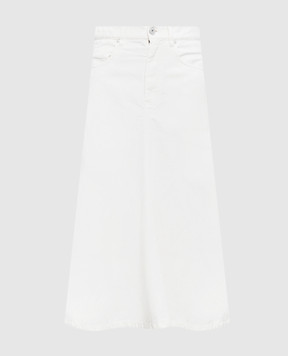 Brunello Cucinelli Ivory denim skirt with linen ML996G4009