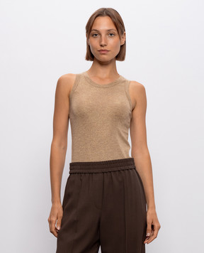Brunello Cucinelli Beige wool T-shirt with lurex MPA98B1V10