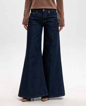 Dondup Blue flared jeans with logo patch DP775DFE338DMN6