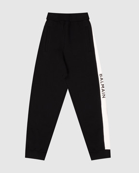 Balmain Kids' black joggers with logo print BZ6L50Z3183610