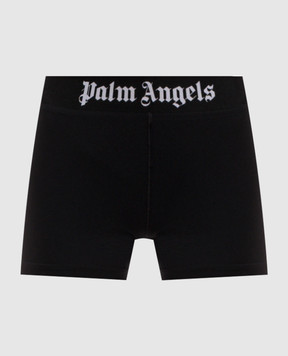 Palm Angels Black shorts with logo pattern PWVH010S26FAB001