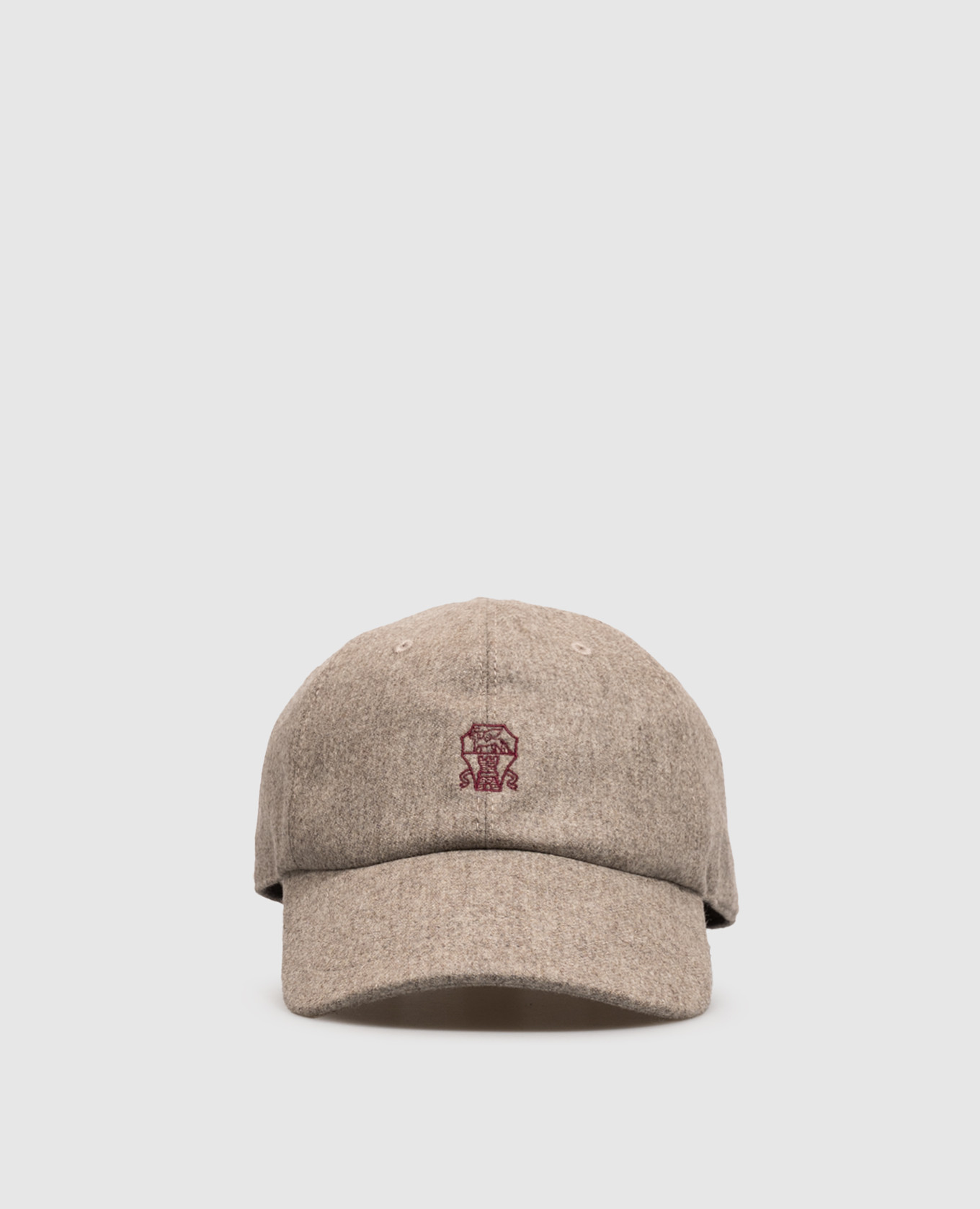 Children's gray wool cap with embroidered emblem