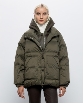 Yves Salomon Army Green down jacket with fur 26WFV02467U08W